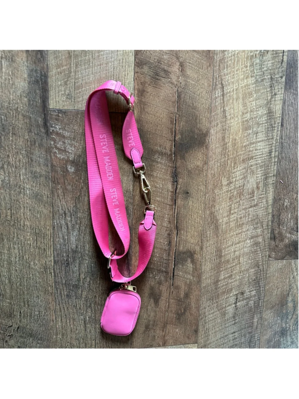 Women's Steve Madden Pink Logo Strap with Detachable adjustable￼Pouch Summer